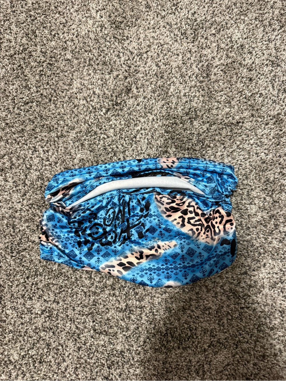 Blue Animal Print Bandeau Top